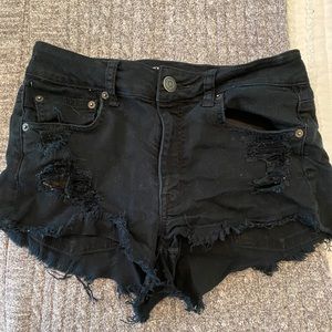 American Eagle High Waisted Black Denim Shorts